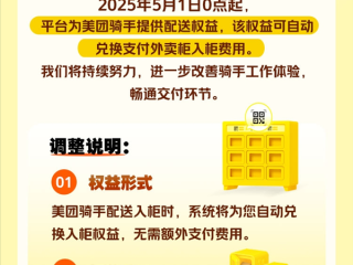 外卖大战骑手受益：美团免除骑手外卖柜入柜费用！