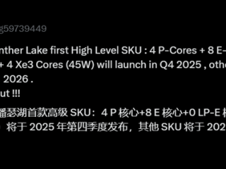 Intel Panther Lake首发版本曝光！其它等明年！